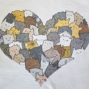 Cute screen printed cat heart shirt